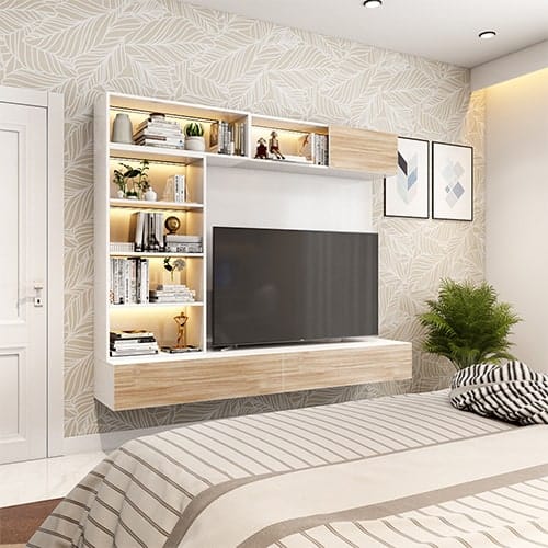 Bedroom designers in Gurgaon Haryana designed a bedroom with a tv unit