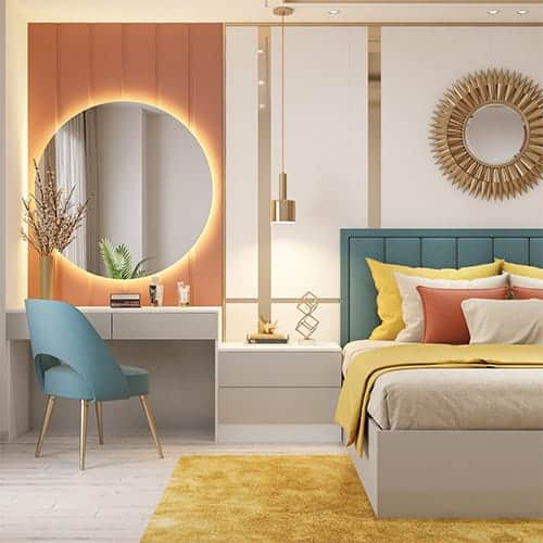Best interior designers in Gurgaon designed a bedroom with drawer storage