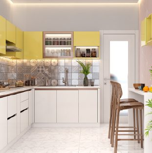 Best modular kitchen in Ahmedabad in a modern style with a breakfast counter
