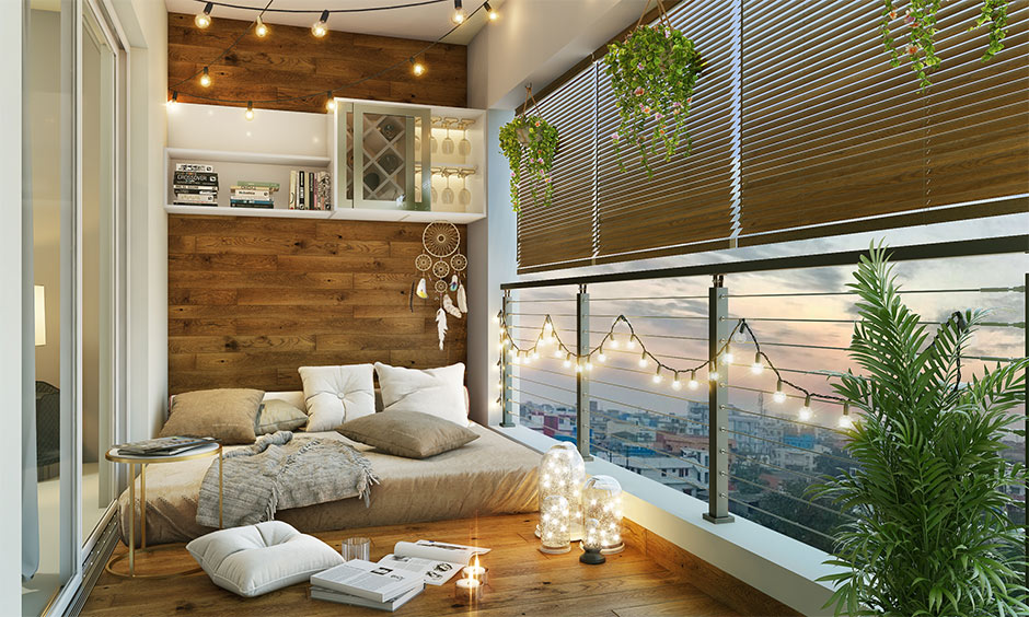 Half glass balcony railing with durable steel beams