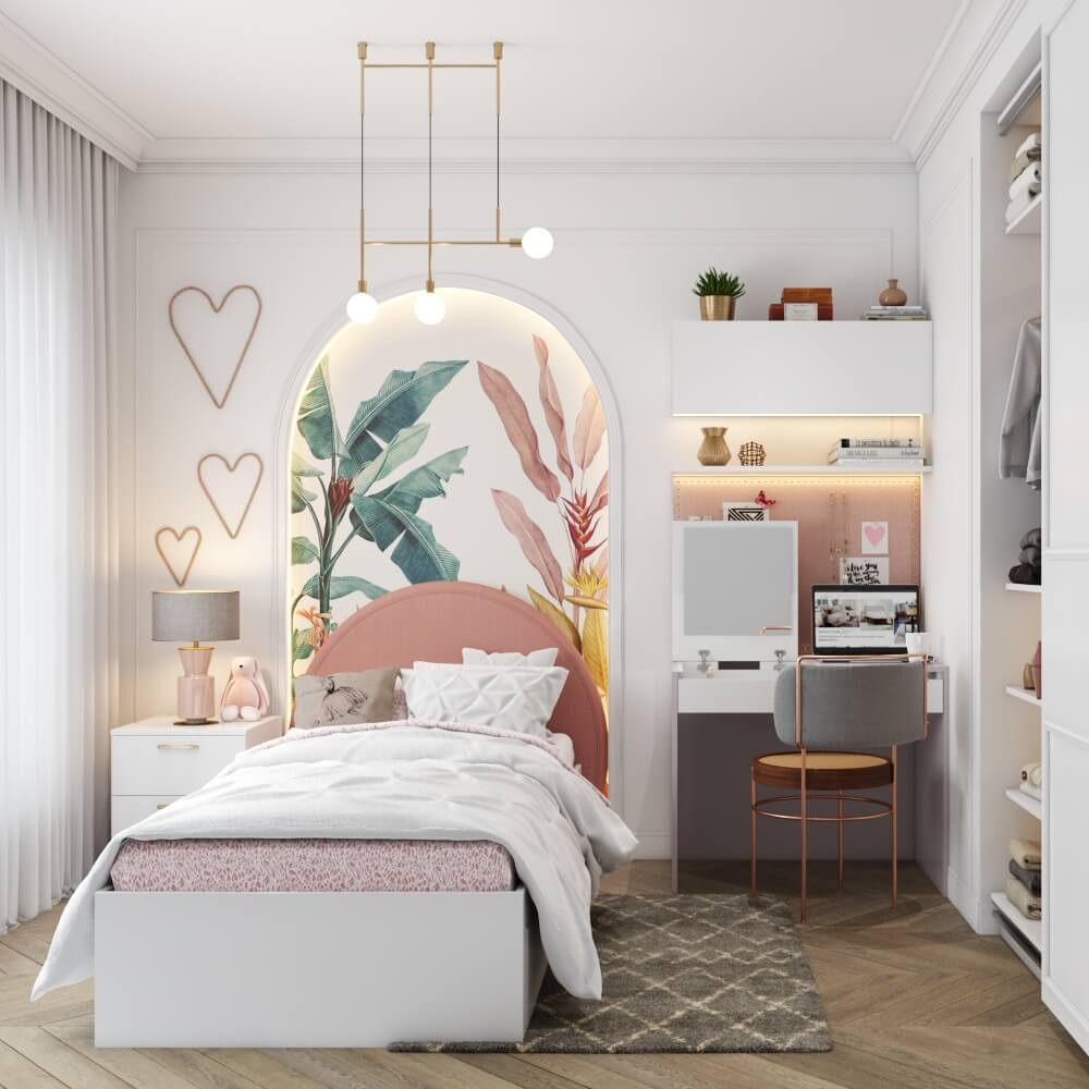 Home interior designers in Pune, designed a girls bedroom with study corner