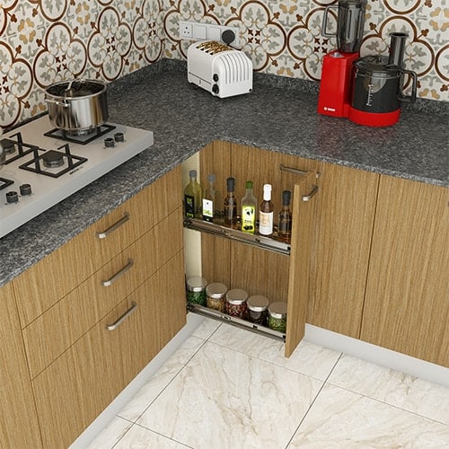 Interior design company Gurgaon designed kitchen with oil-pullout for space-saving