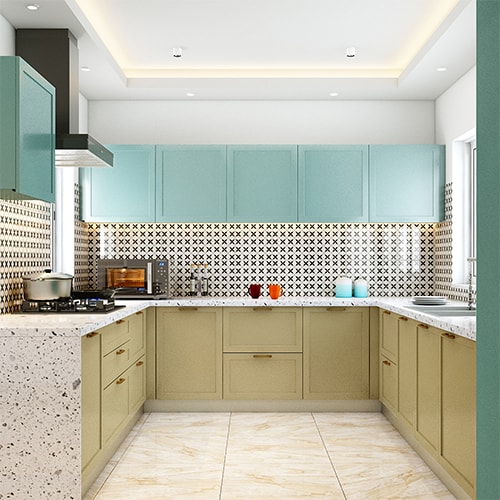 Interior designers in Vadodara designed a u-shaped modular kitchen