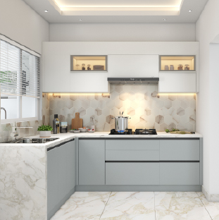 L shaped modular kitchen design for homes and apartments in Kolkata