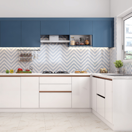 L shaped modular kitchen design for apartments in Mumbai Andheri West