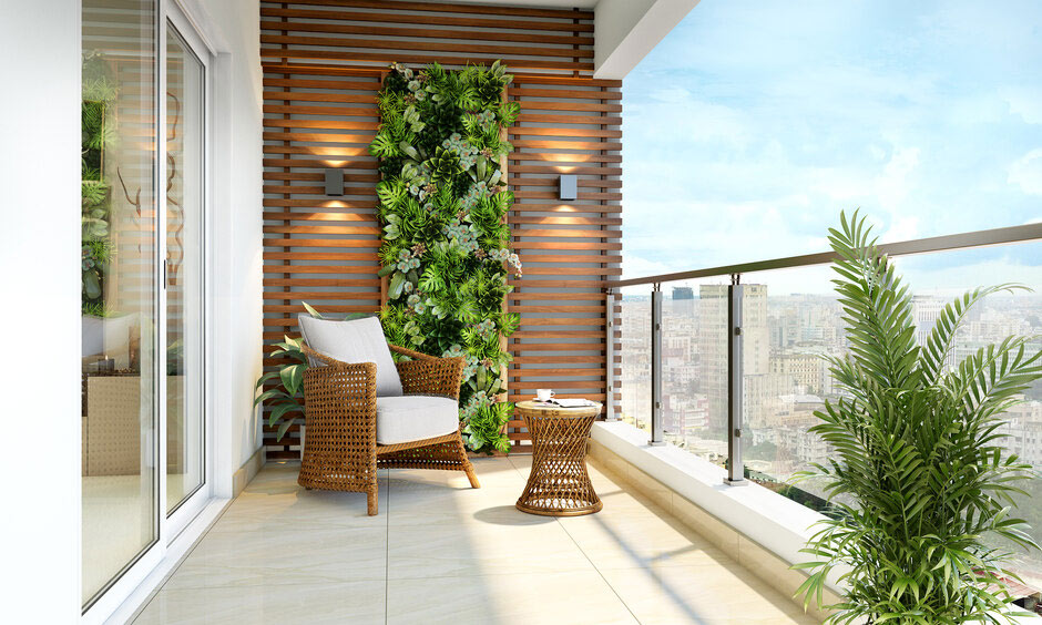 Balcony glass railing design with sturdy metal frame