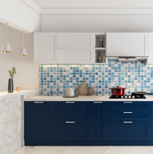 Modular kitchen in Kolkata, West Bengal featuring a straight-line layout for compact homes