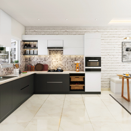Stylish open kitchen design for modern apartments in Bangalore