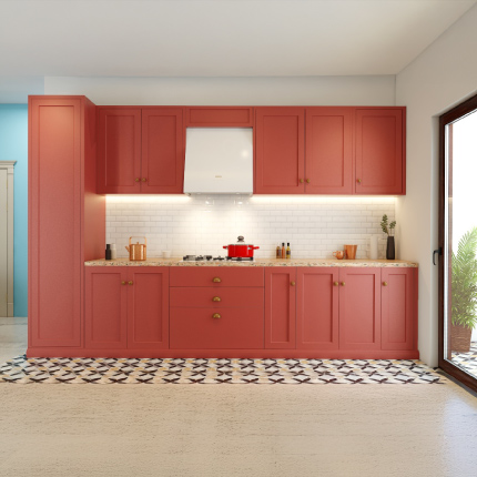 Straight kitchen design for small apartments in Pune Wakad