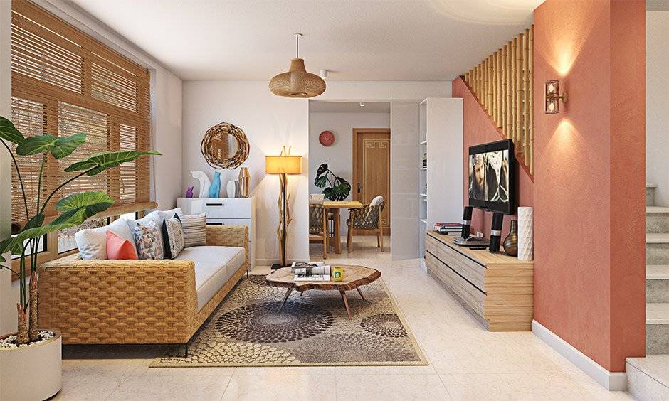 Using a corner for furniture placement in a rectangular living room keeps the room clutter-free Using a corner for furniture placement in a rectangular living room keeps the room clutter-free